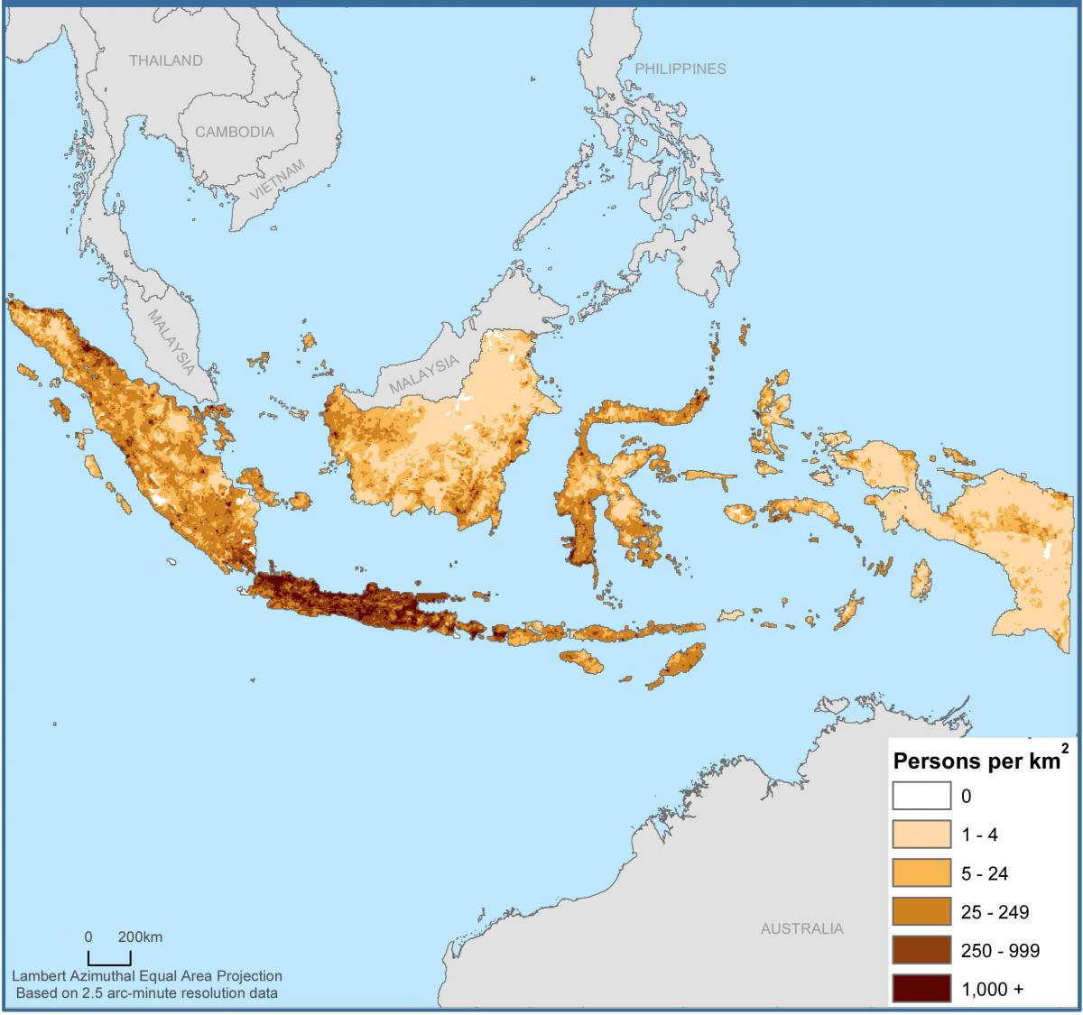خريطة كثافة إندونيسيا