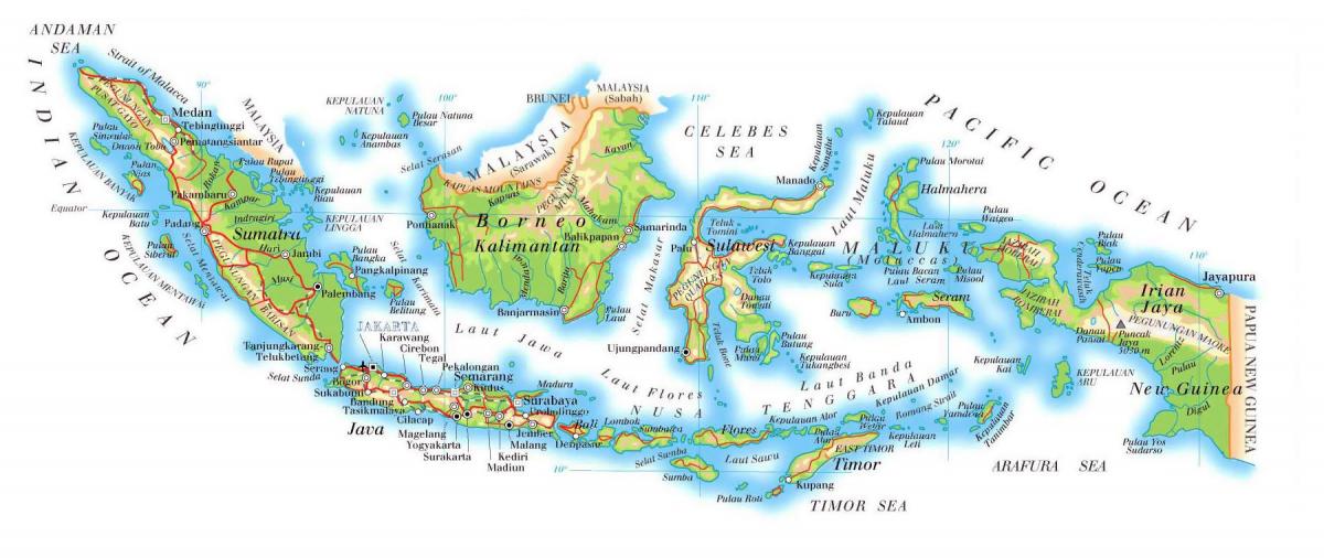 خريطة طبوغرافية لإندونيسيا