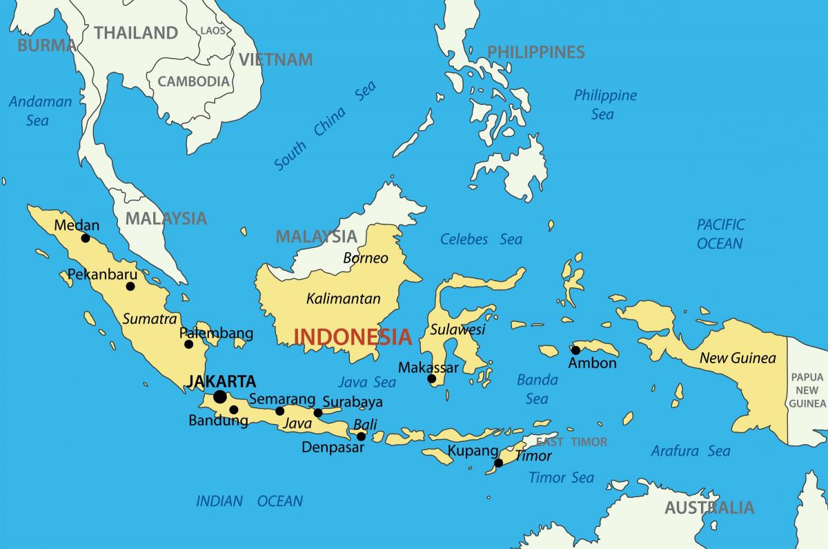 خريطة إندونيسيا والدول المجاورة